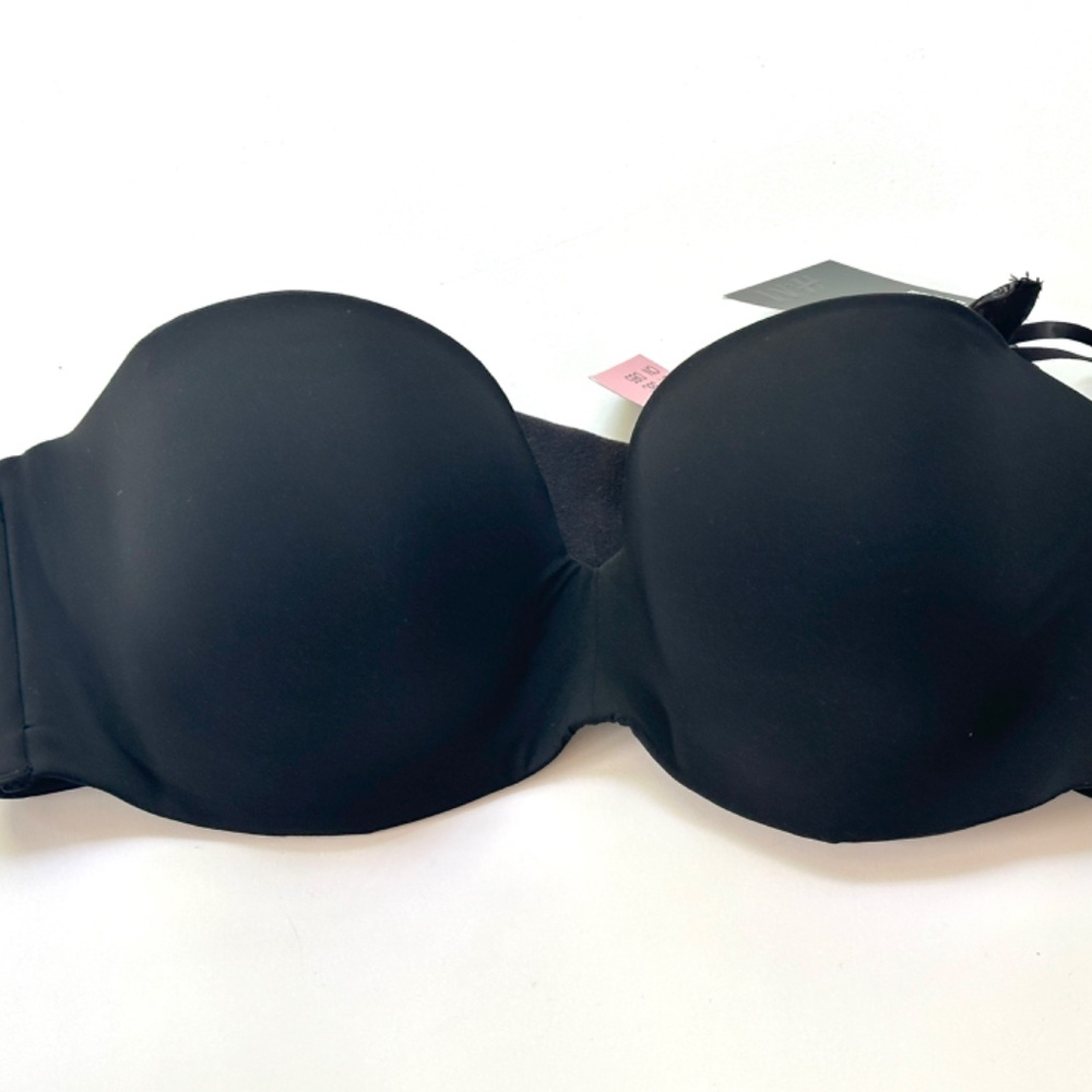 H&M Black Padded Balconette Strapless Bra NWT 38C